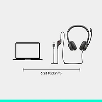 Logitech H390 Wired Headset with Noise Cancelling Microphone - Black