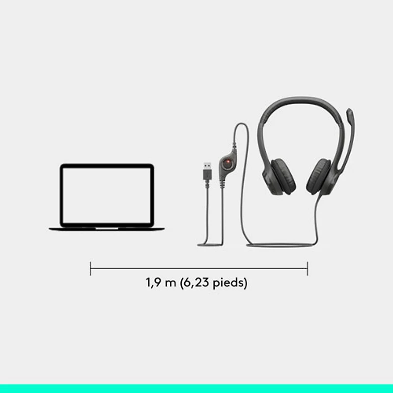 Logitech H390 Wired Headset with Noise Cancelling Microphone - Black