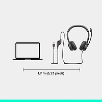 Logitech H390 Wired Headset with Noise Cancelling Microphone - Black