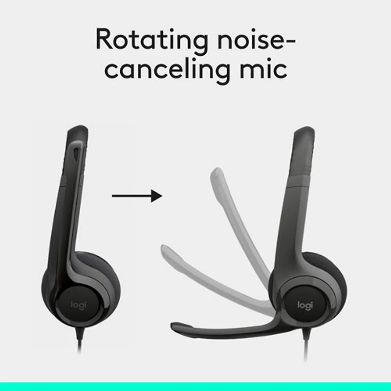 Logitech H390 Wired Headset with Noise Cancelling Microphone - Black
