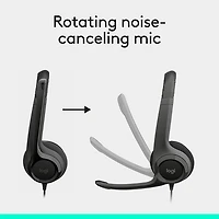 Logitech H390 Wired Headset with Noise Cancelling Microphone - Black