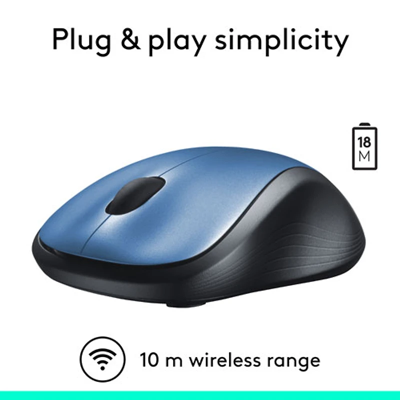 Souris ambidextre sans fil M310 de Logitech - Bleu paon