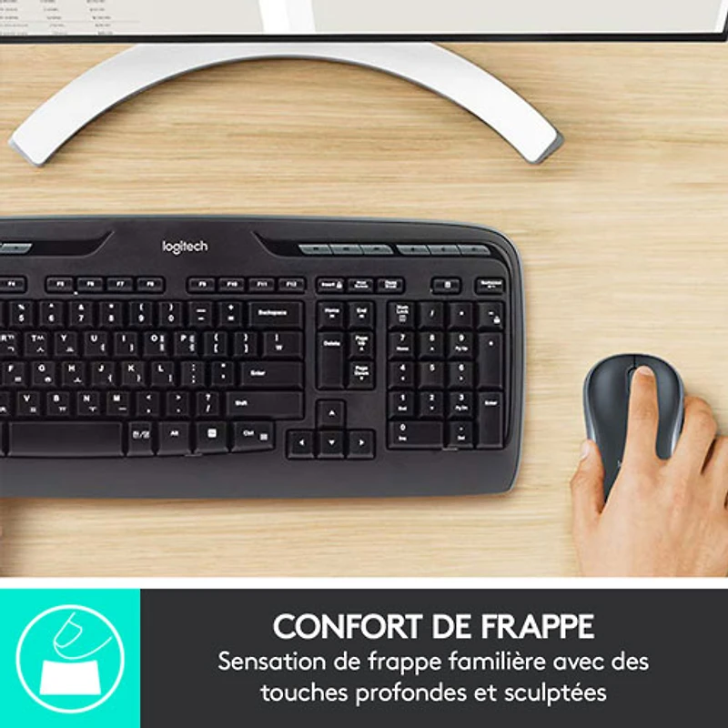 Ensemble avec clavier et souris sans fil MK320 de Logitech - Français