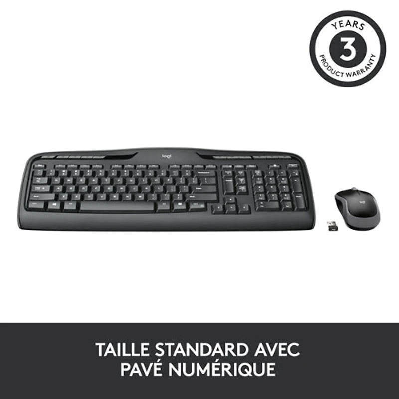 Ensemble avec clavier et souris sans fil MK320 de Logitech - Français