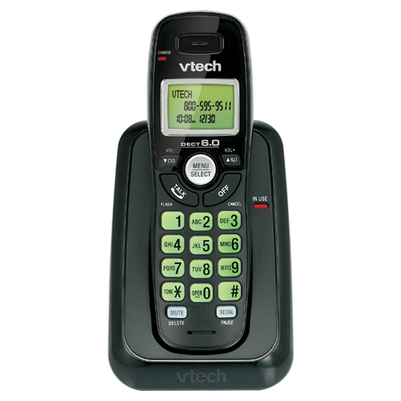 VTech 1-Handset DECT 6.0 Cordless Phone (CS6114-11 BLK)