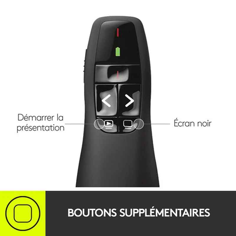 Télécommande de présentation sans fil au laser R400 de Logitech