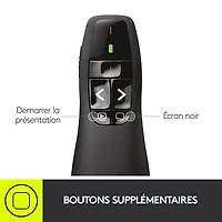 Télécommande de présentation sans fil au laser R400 de Logitech