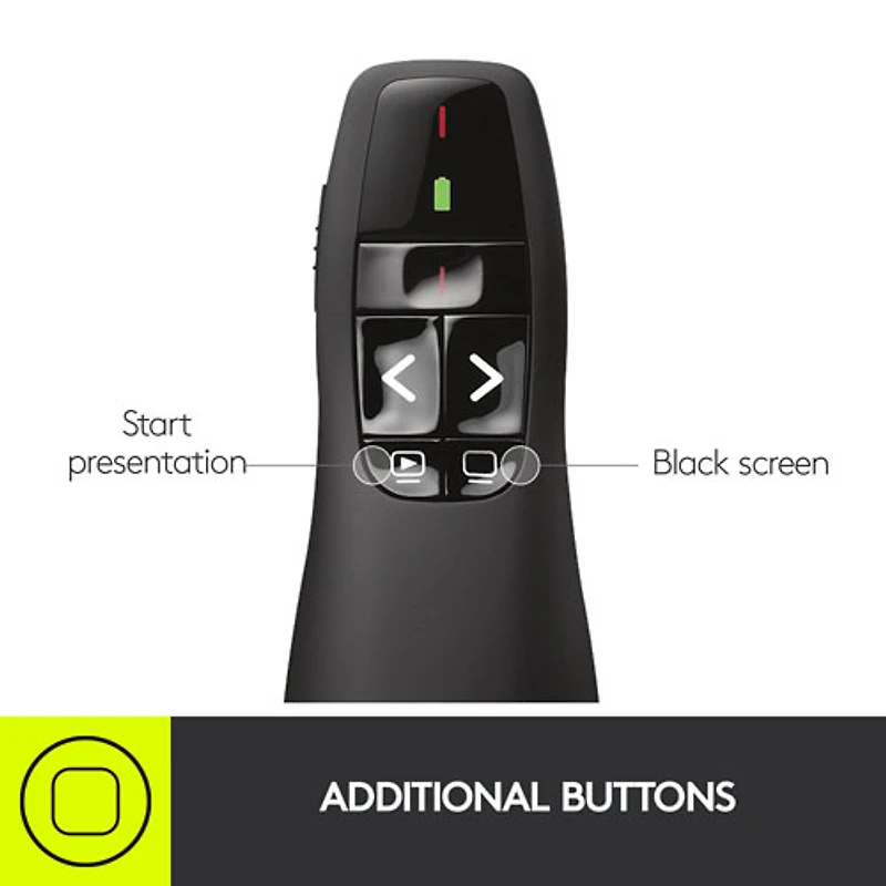Télécommande de présentation sans fil au laser R400 de Logitech
