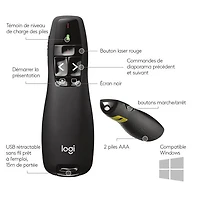 Télécommande de présentation sans fil au laser R400 de Logitech