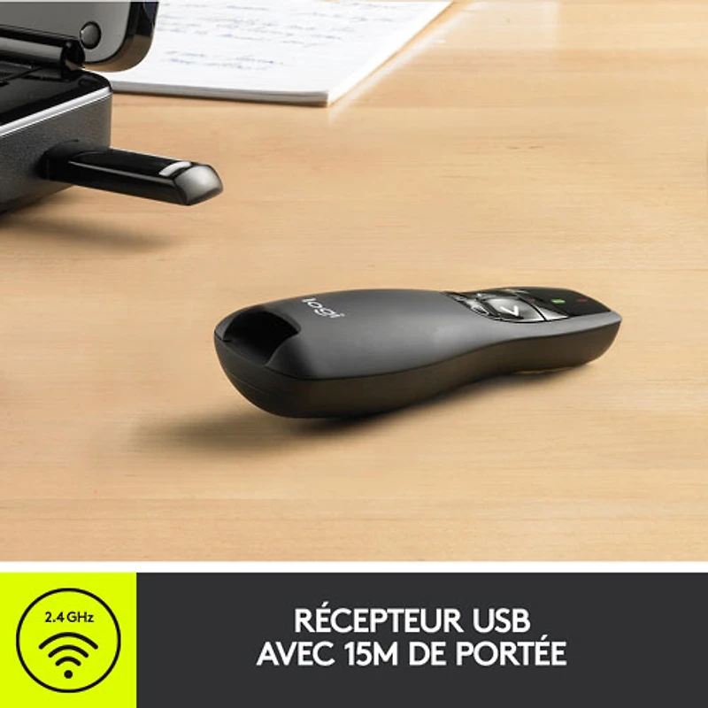 Télécommande de présentation sans fil au laser R400 de Logitech