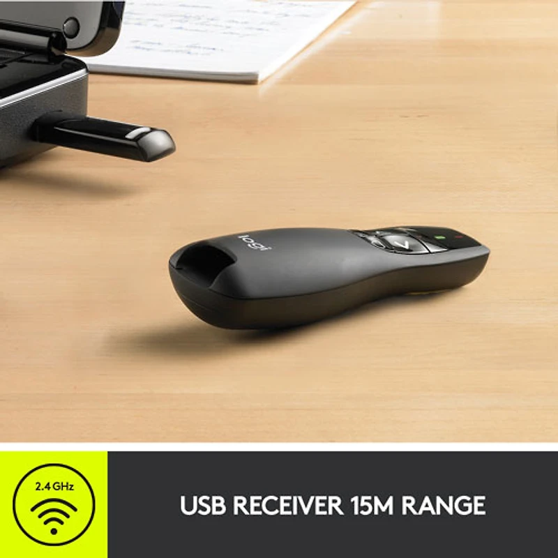 Télécommande de présentation sans fil au laser R400 de Logitech