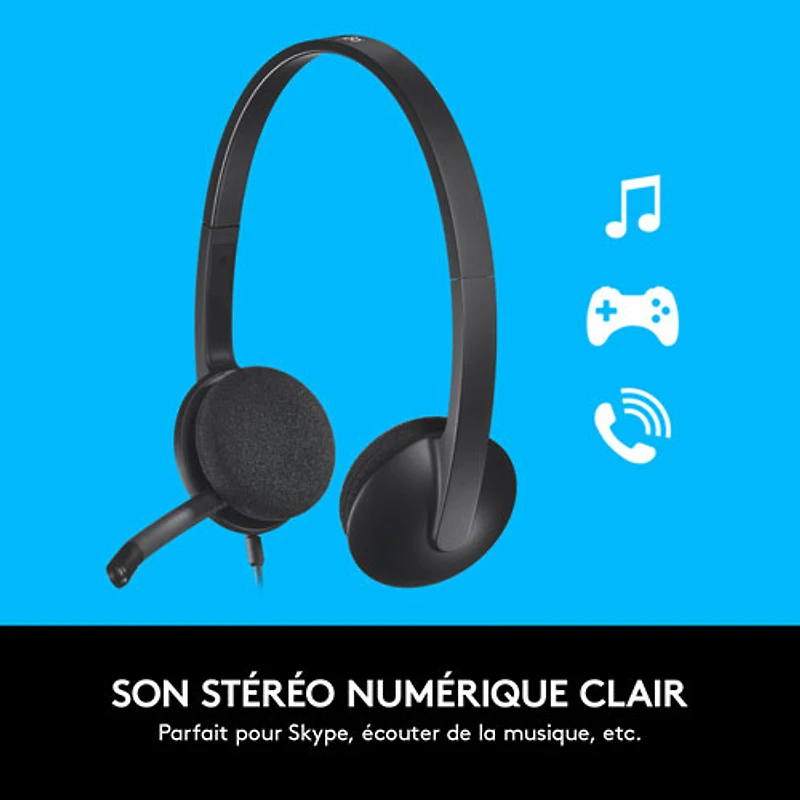 Logitech H340 USB Headset with Noise-Cancelling Mic (981-000507) - Black