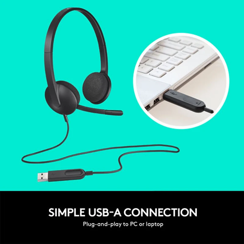 Logitech H340 USB Headset with Noise-Cancelling Mic (981-000507) - Black