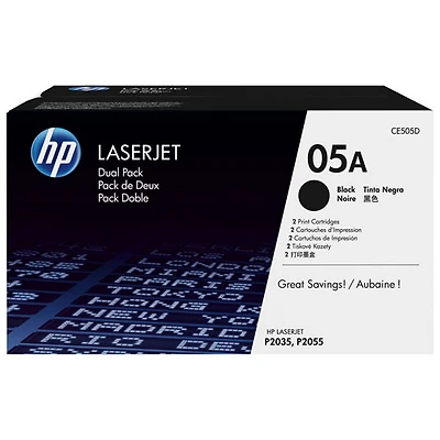 HP LaserJet 05A Black Toner (CE505D) - 2 Pack