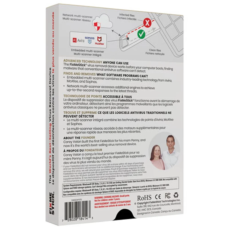 FixMeStick Virus Removal Device (PC) - 3 Devices - 1 Year
