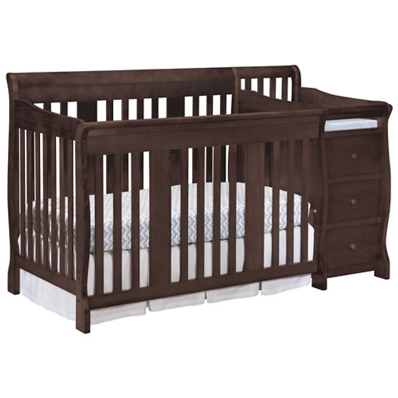 Lit de bébé/table à langer transformable 4-en-1 à côté fixe Portofino de Storkcraft - Expresso