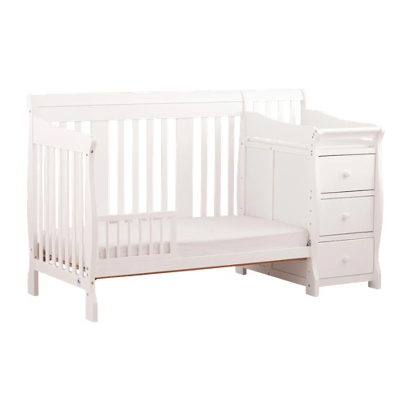 Lit de bébé/table à langer 4-en-1 côté fixe Portofino de Storkcraft - Blanc