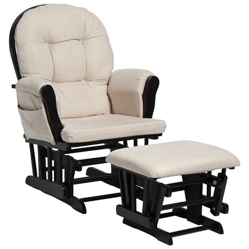 Storkcraft Hoop Glider and Ottoman Set - Black/Beige