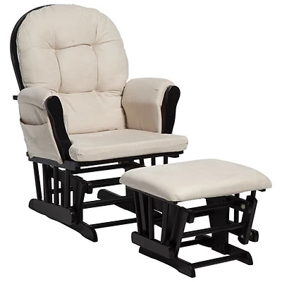Storkcraft Hoop Glider and Ottoman Set - Black/Beige
