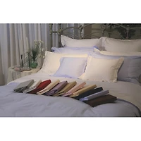 Ens. housse de couette en coton égyptien contexture 230 Maxwell de Maholi - Lit 2 places - Chocolat