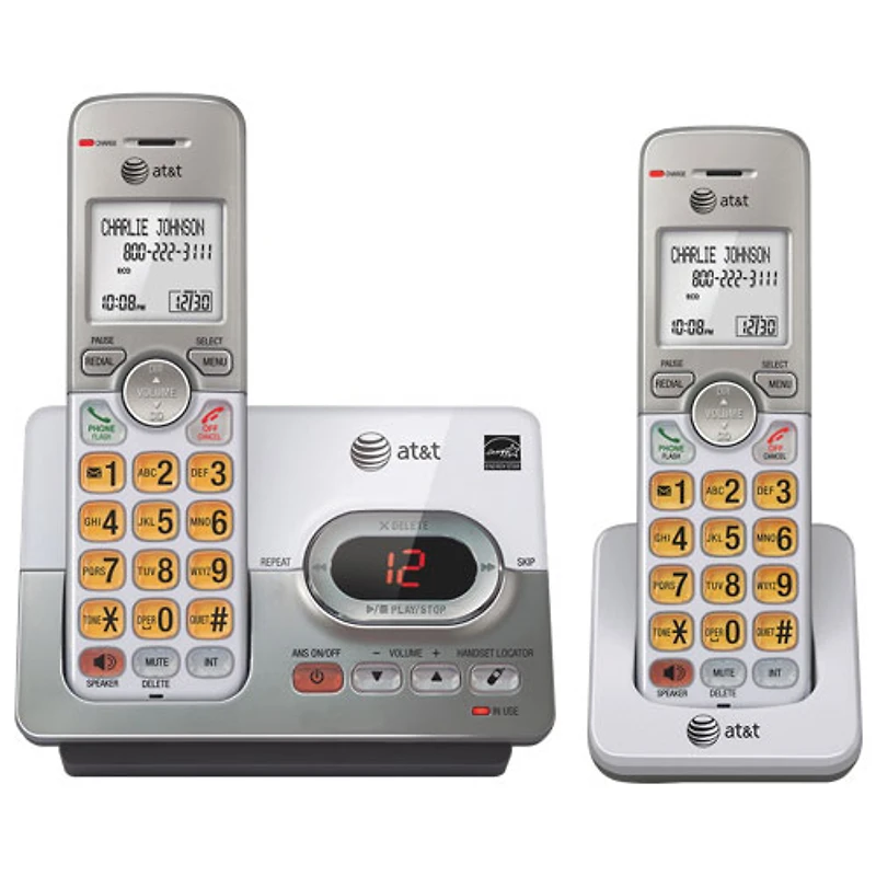 Téléphone sans fil DECT 6.0 à deux combinés avec répondeur d'AT&T (EL52203)