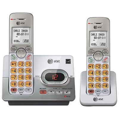 Téléphone sans fil DECT 6.0 à deux combinés avec répondeur d'AT&T (EL52203)