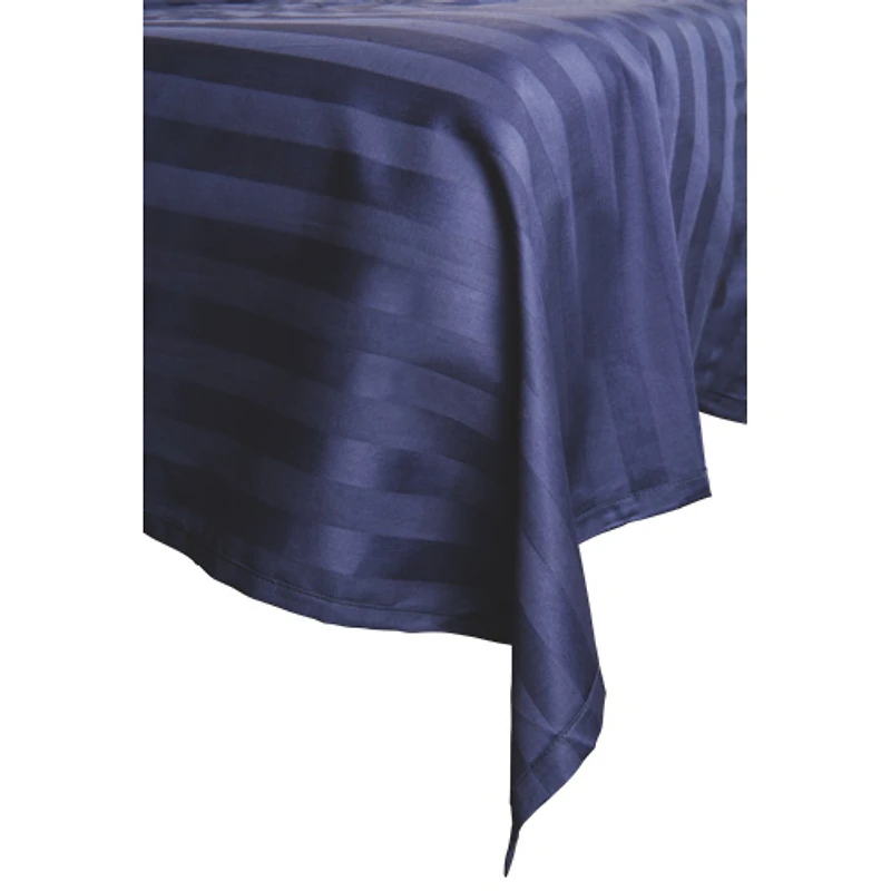 Ensemble de draps contexture 300 collection Damask Stripe de Maholi - Très grand lit - Marine
