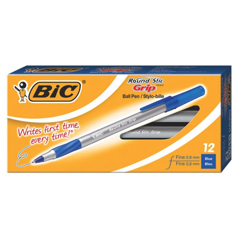 BIC Round Stic Ballpoint Pen (BICGSFG11-BL) - 12 Pack - Blue