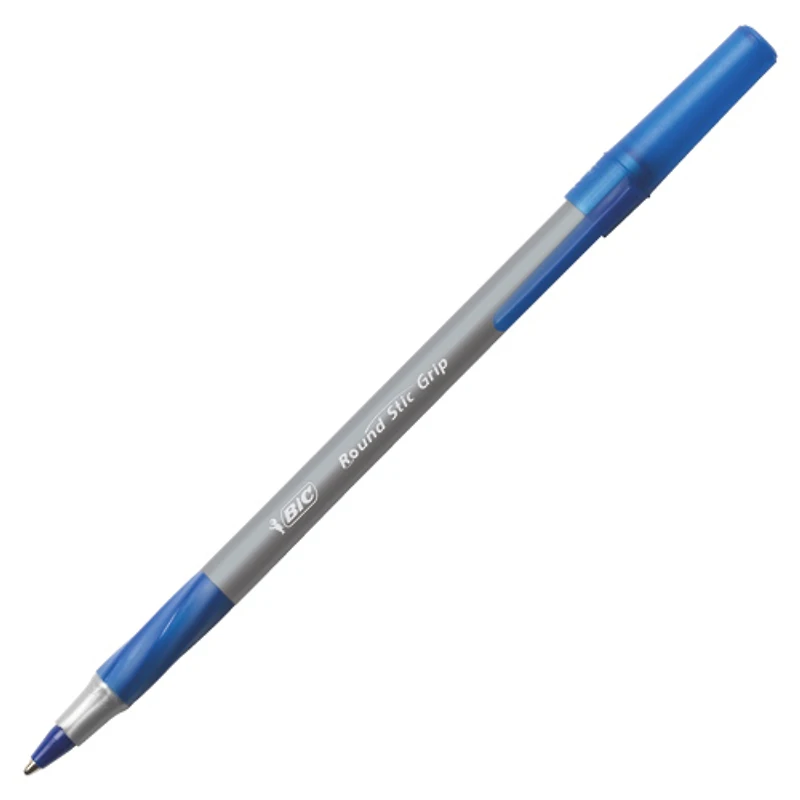 12 stylos à bille Round Stic de BIC (BICGSFG11-BL) - Bleu