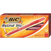 12 stylos à bille Round Stic de BIC (BICGSM11-RD) - Rouge