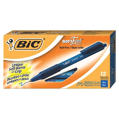 BIC SoftFeel Retractable Ball Point Pen (BICSCSM11-BL) - 12 Pack - Blue