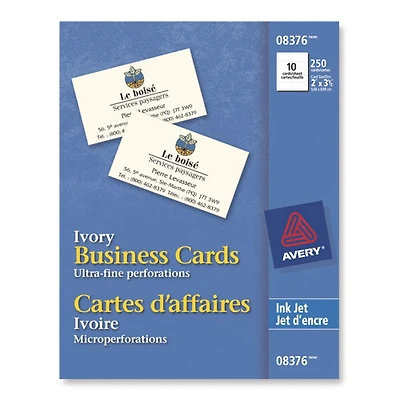 Cartes professionnelles d'Avery (AVE08376) - Paquet de 25 - Ivoire