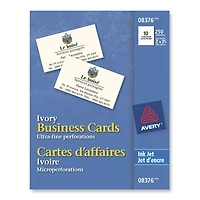 Cartes professionnelles d'Avery (AVE08376) - Paquet de 25 - Ivoire