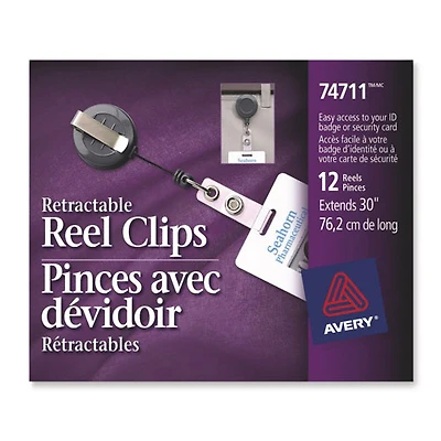 Pince à dévidoir rétractable d'Avery (AVE74711) - Paquet de 12 - Noir
