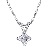 Pendentif solitaire en or blanc 14 ct avec diamant blanc Amour de Delmar