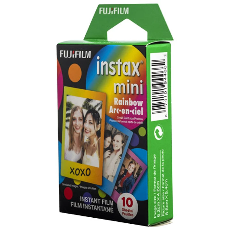Pellicule à développement instantané pour Instax Mini de Fujifilm - 10 feuilles - Arc-en-ciel