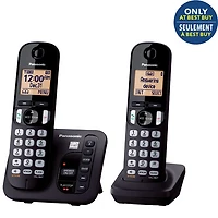 Téléphone sans fil DECT 6.0 à 2 combinés avec répondeur Panasonic (KXTGC222B) - Exclusif à Best Buy