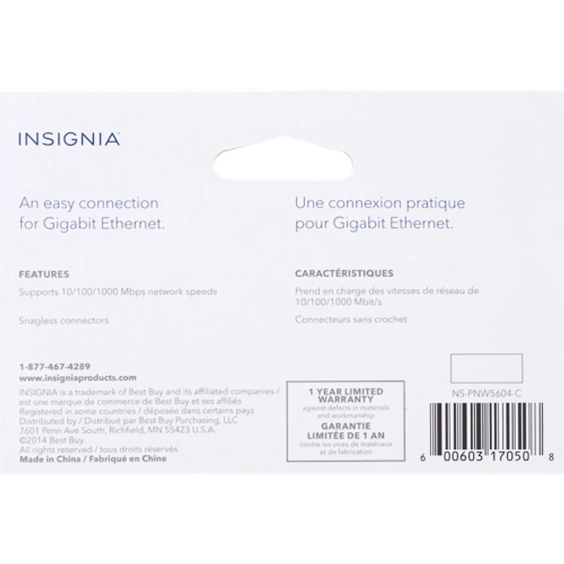 Insignia 1.2m (4 ft.) Cat6 Ethernet Cable - Grey - Only at Best Buy