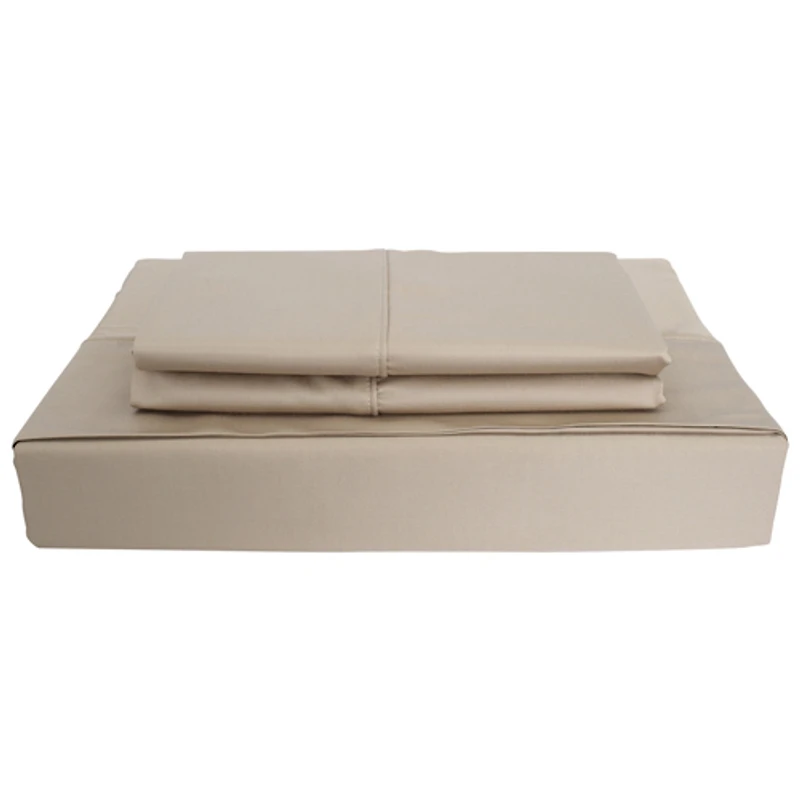 Maholi Bamboo Solid Collection 310 Thread Count Rayon Sheet Set - Queen - Taupe
