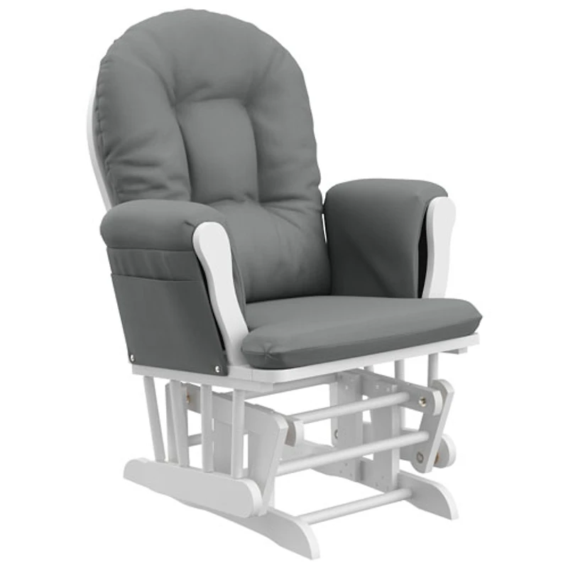Chaise berçante coulissante avec pouf Custom Hoop de Stork Craft - Blanc-gris