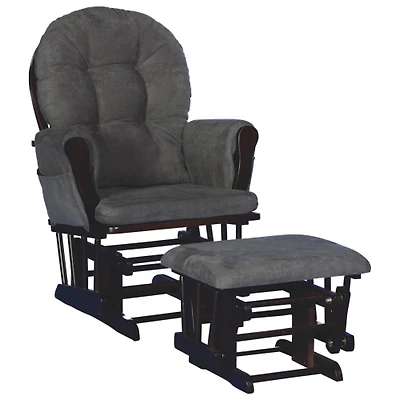 Fauteuil berçant coulissant et pouf Hoop de Stork Craft - Espresso-gris
