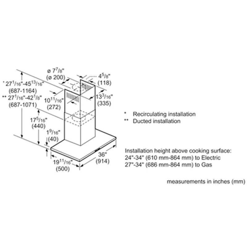 Hotte de cuisine de 36 po à pavillon de Bosch (HCB56651UC) - Acier inoxydable