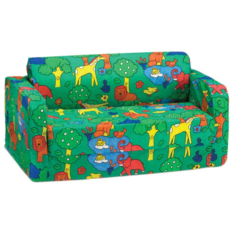 Sofa rabattable de Comfy Kids pour enfants - Vert avec animaux