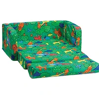 Sofa rabattable de Comfy Kids pour enfants - Vert avec animaux