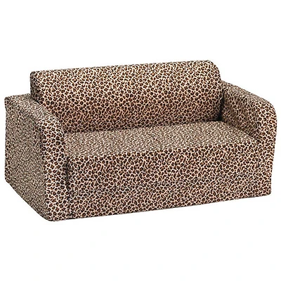 Comfy Kids - Polyester Kids Flip Sofa - Light Brown Cheetah