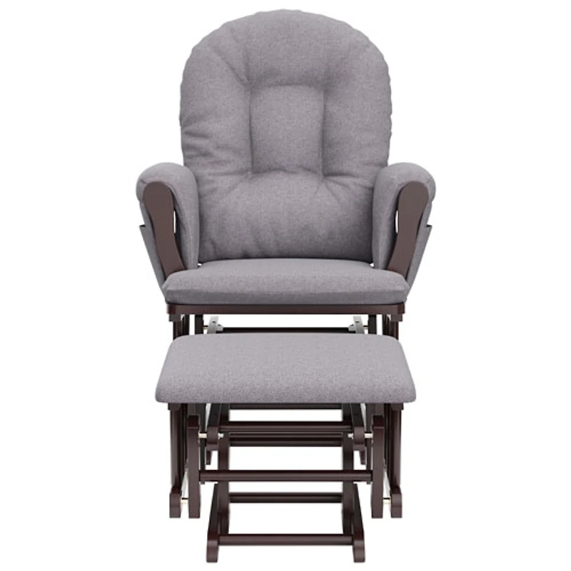 Fauteuil coulissant accoudoirs rembourrés et pouf Hoop de Storkcraft - Espresso - Tourbillon gris