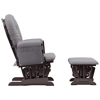 Fauteuil coulissant accoudoirs rembourrés et pouf Hoop de Storkcraft - Espresso - Tourbillon gris