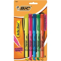Surligneur Brite Liner de BIC (BLP51-AST) - Paquet de 5 - Plusieurs couleurs