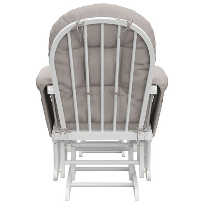 Stork Craft Hoop Custom Glider and Ottoman Set - White/Taupe Swirl