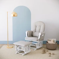 Stork Craft Hoop Custom Glider and Ottoman Set - White/Taupe Swirl